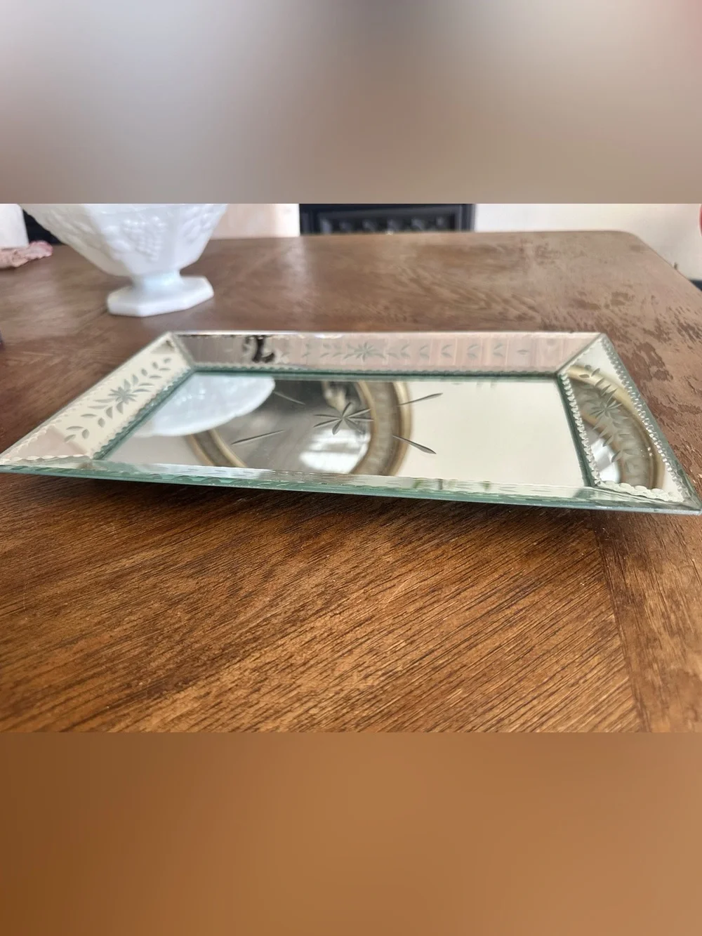 Vintage Venetian-Style etched glass mirror.